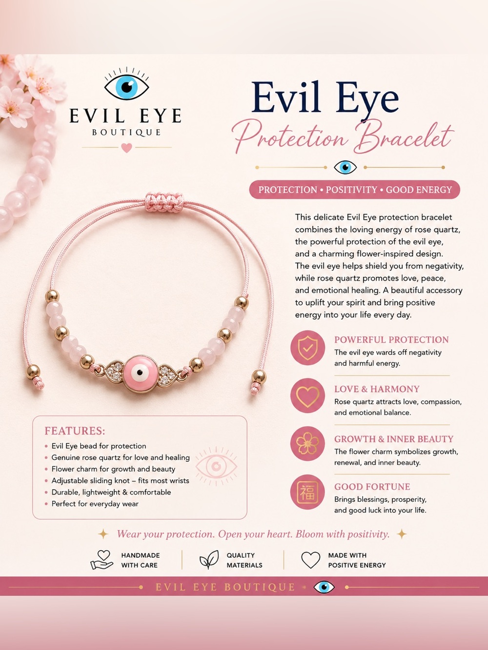 Rose Pink Protection Bracelet